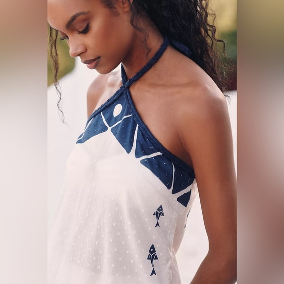 NWT! Farm Rio x Anthropologie Graphic Halter Dress - Size Medium 🏀 - Picture 2 of 5